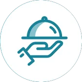 Icon of a cloche being served by hand.